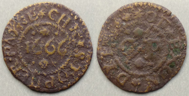 Exeter, Christopher Payne 1666 farthing Exeter, Christopher Payne 1666 farthing